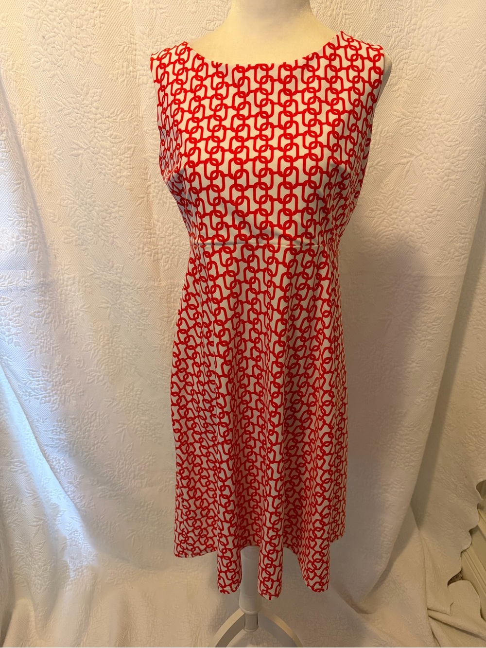 Jude Connally red-orange geometric link Jude Cloth sleeveless tank dress Sz M